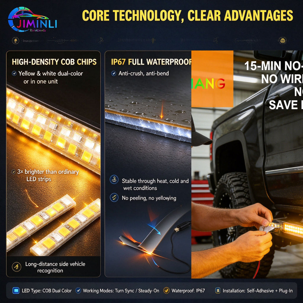 LED Side Step Light, Running Board Light, Amber White Sequential LED Running Board Side Step Lights for Pickup , Pickup Truck, for Pickup SUV, Jeep, F150, Waterproof, Remote Control，Offroad Truck , Amber White Sequential Running Board Lights,