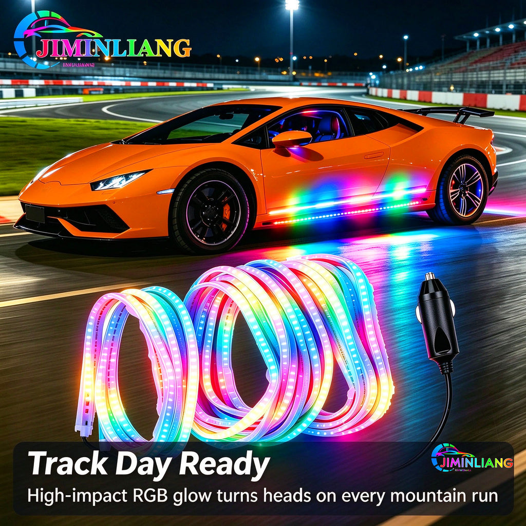 Car Underglow Lights, RGB LED Strip Light, Side Skirt Light, 12V, Cigarette Lighter, No Wiring, Neon Light, Dreamcolor， RGB Car Side Skirt Underglow Lights, Dreamcolor Flowing LED Strip Light, Waterproof Neon Light for All Cars SUV Truck Off-Road