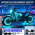 Motorcycle RGB LED light strip, APP + infrared remote control, IP67 waterproof neon LED lighting kit, cruising vehicle, 12V motorcycle atmosphere lighting set, multi-mode flowing decorative light, suitable for Harley off-road motorcycles and scooters