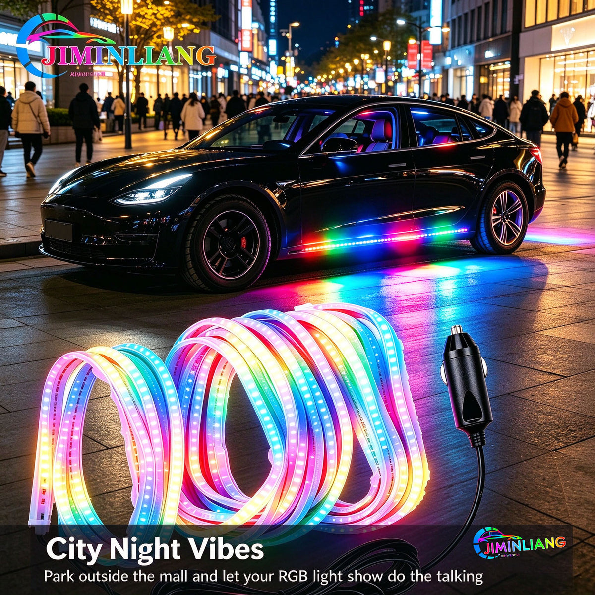 Car Underglow Lights, RGB LED Strip Light, Side Skirt Light, 12V, Cigarette Lighter, No Wiring, Neon Light, Dreamcolor， RGB Car Side Skirt Underglow Lights, Dreamcolor Flowing LED Strip Light, Waterproof Neon Light for All Cars SUV Truck Off-Road