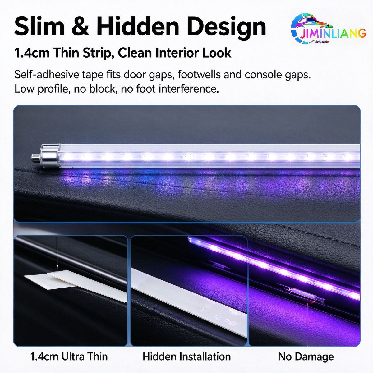 car interior lights, USB car ambient light, RGB car footwell lights, app control, music sync, 4 pcs，RGB Car Interior Lights, USB Powered Car Ambient Footwell Lights,
