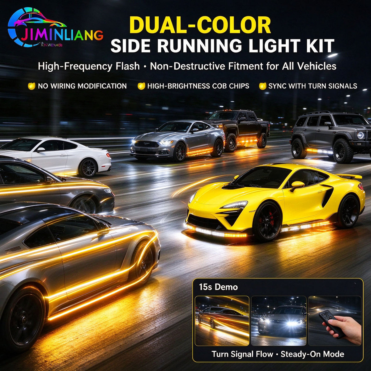 LED Side Step Light, Running Board Light, Amber White Sequential LED Running Board Side Step Lights for Pickup , Pickup Truck, for Pickup SUV, Jeep, F150, Waterproof, Remote Control，Offroad Truck , Amber White Sequential Running Board Lights,