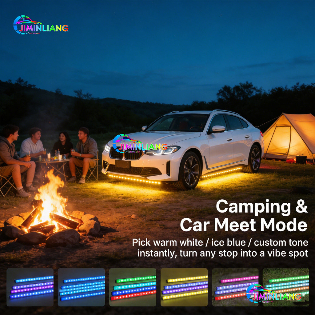 RGB Car Underglow LED Strip Light Kit - App + IR Remote Dual Control, 16 Million Custom Colors, Music Sync Mode,12V Universal No Cut Wiring For All Cars SUV Truck， Flexible Silicone RGB Car Underglow LED Light Strip Kit Universal For Sedan SUV EV,