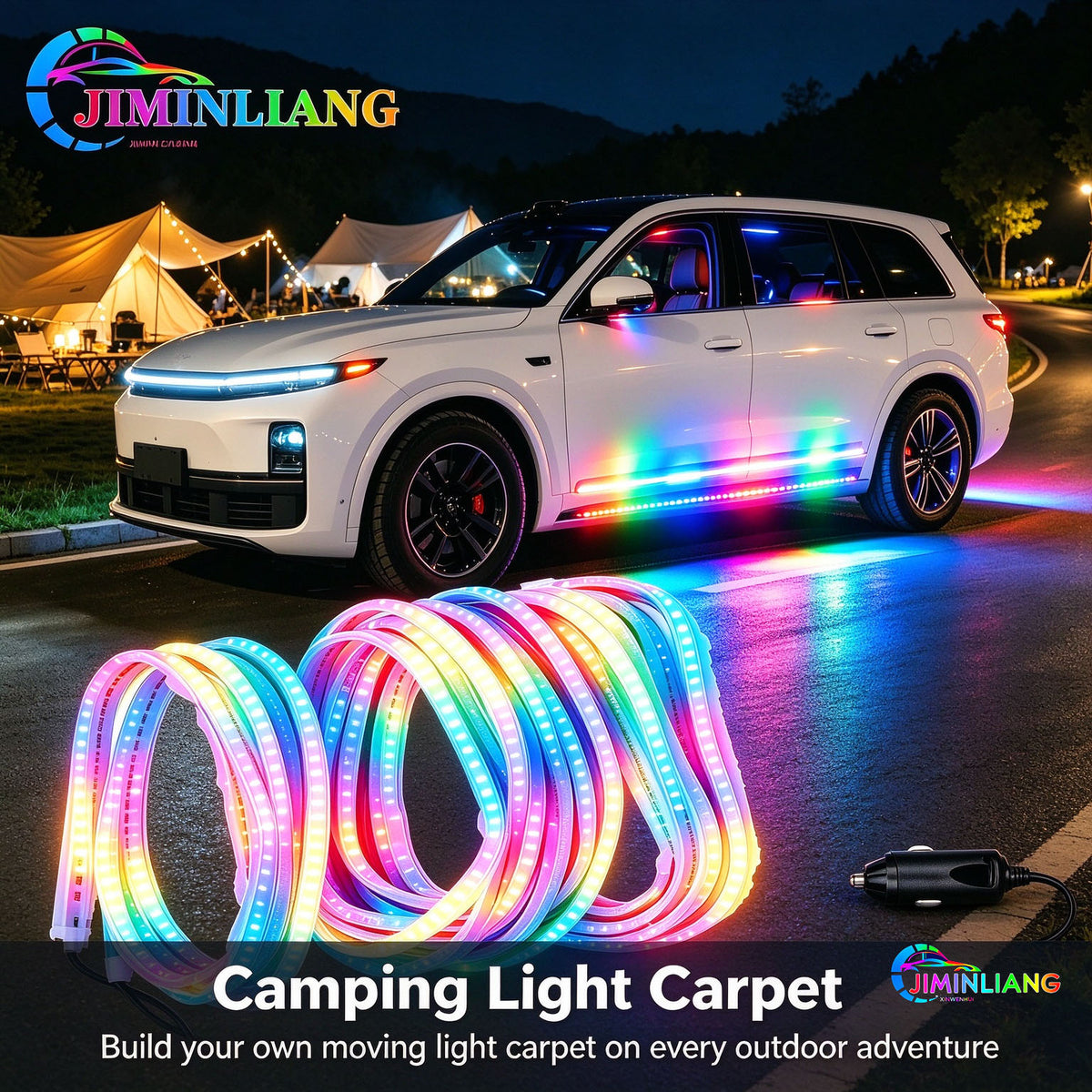 Car Underglow Lights, RGB LED Strip Light, Side Skirt Light, 12V, Cigarette Lighter, No Wiring, Neon Light, Dreamcolor， RGB Car Side Skirt Underglow Lights, Dreamcolor Flowing LED Strip Light, Waterproof Neon Light for All Cars SUV Truck Off-Road