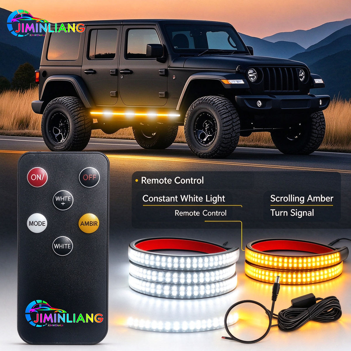 LED Side Step Light, Running Board Light, Amber White Sequential LED Running Board Side Step Lights for Pickup , Pickup Truck, for Pickup SUV, Jeep, F150, Waterproof, Remote Control，Offroad Truck , Amber White Sequential Running Board Lights,
