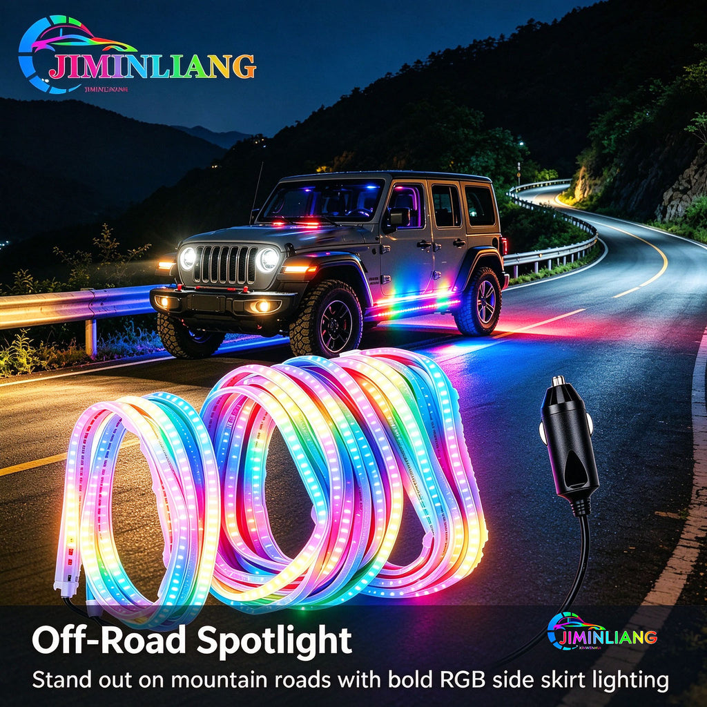 Car Underglow Lights, RGB LED Strip Light, Side Skirt Light, 12V, Cigarette Lighter, No Wiring, Neon Light, Dreamcolor， RGB Car Side Skirt Underglow Lights, Dreamcolor Flowing LED Strip Light, Waterproof Neon Light for All Cars SUV Truck Off-Road