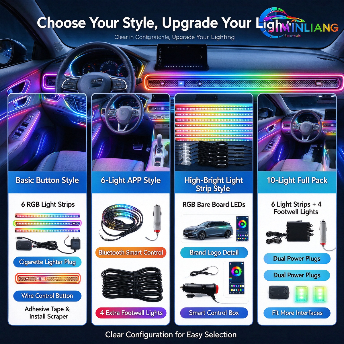Car Interior Ambient Light, RGB Strip Light, Sound Active, App Control, Car Neon Light, RGB Car Interior Ambient Light Strip, Active Neon Atmosphere Light, Car Dash Door Footwell Light For All Vehicles, Sound Sync Music Mode LED Strip Light