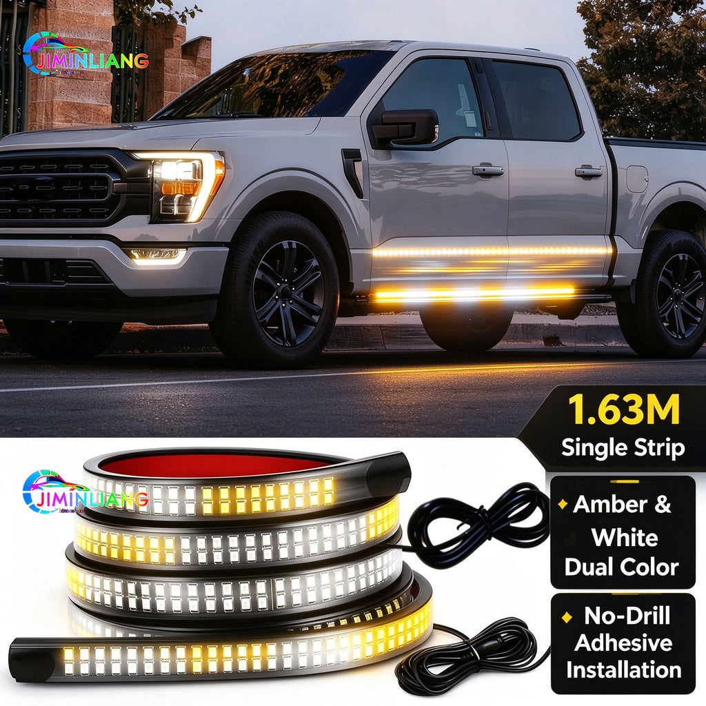 LED Side Step Light, Running Board Light, Amber White Sequential LED Running Board Side Step Lights for Pickup , Pickup Truck, for Pickup SUV, Jeep, F150, Waterproof, Remote Control，Offroad Truck , Amber White Sequential Running Board Lights,