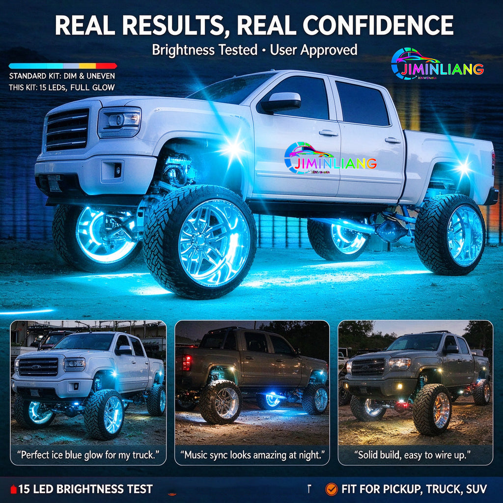 8 Pods RGB Rock Lights, 15 LED Per Pod Bluetooth App Control Music Sync Underbody Glow Light Kit, IP67 Waterproof Underglow Neon Light for Pickup Truck Off-Road SUV ATV， Offroad Truck Underbody Lights，