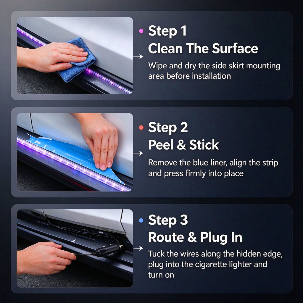 Car Underglow Lights, RGB LED Strip Light, Side Skirt Light, 12V, Cigarette Lighter, No Wiring, Neon Light, Dreamcolor， RGB Car Side Skirt Underglow Lights, Dreamcolor Flowing LED Strip Light, Waterproof Neon Light for All Cars SUV Truck Off-Road