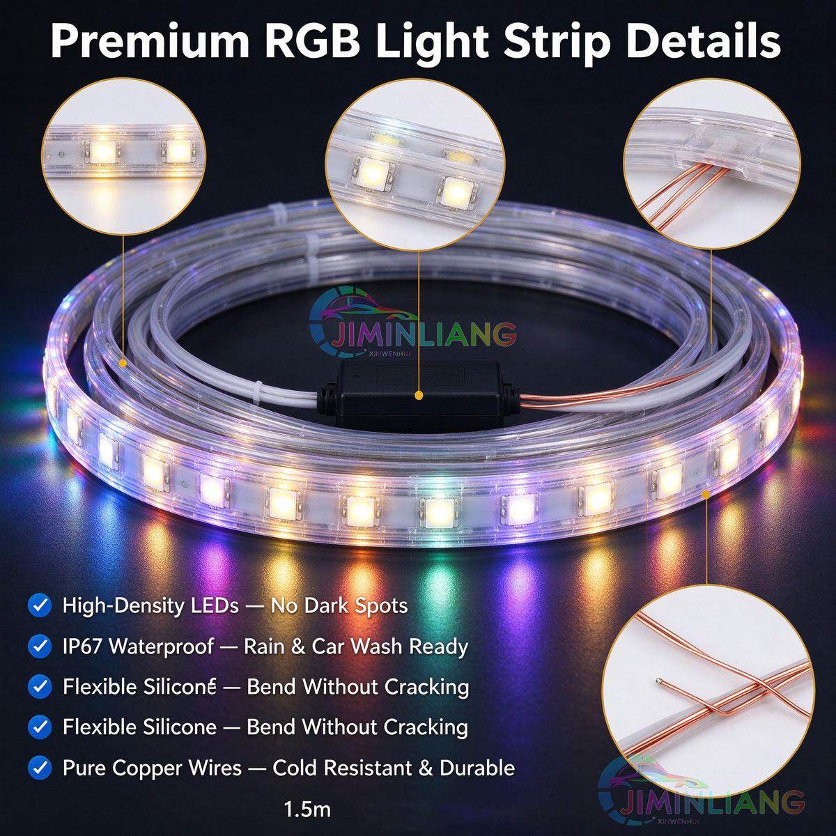RGB Dynamic Chase Flow Car Hood Light Strip, APP & Remote Control Start Scan LED Engine Hood Strip Light,1.5M Dynamic RGB Car Hood LED Light Strip, IR Remote Control Flowing Scan Hood Light, Waterproof Flexible Neon Light Strip for Car Engine Cover Decor